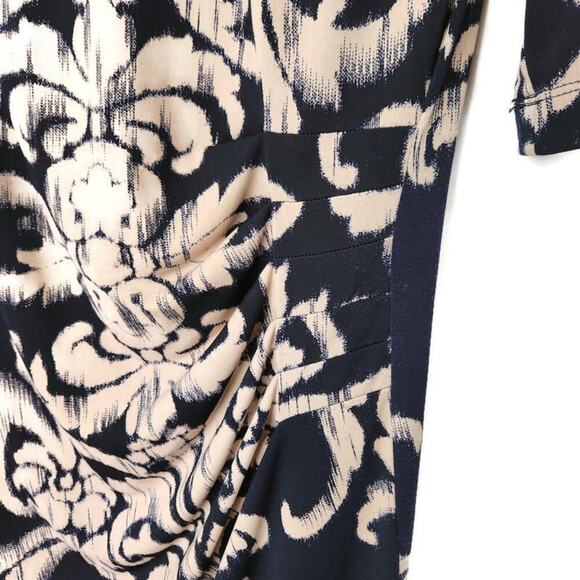 Connected Women's Fitted Gathered Waist Black Tan Sheath Dress 8 - Picture 5 of 6